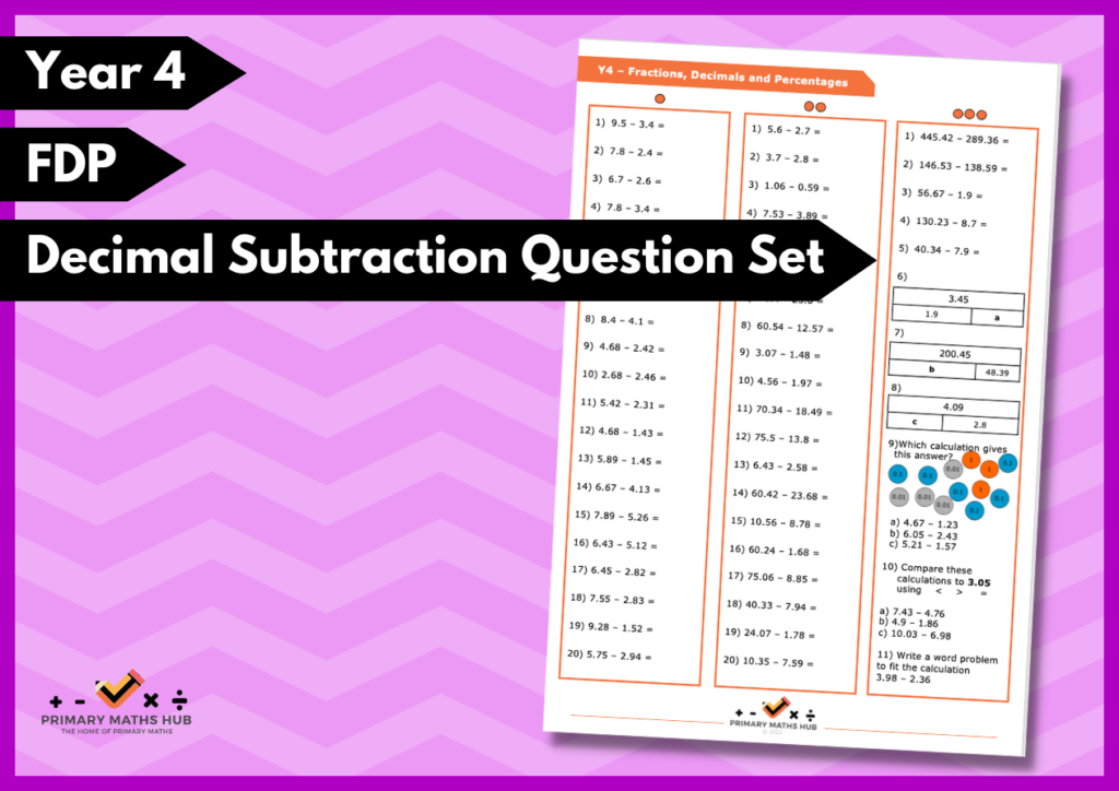 fractions and decimals problem solving year 4